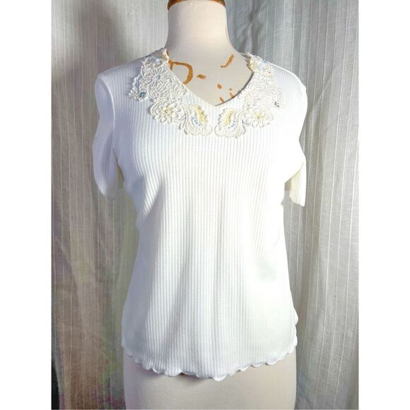 Vintage | Women’s | Blouses | S/M |  Embroidered Fairy Cream Scoop Blouse - Picture 1 of 5